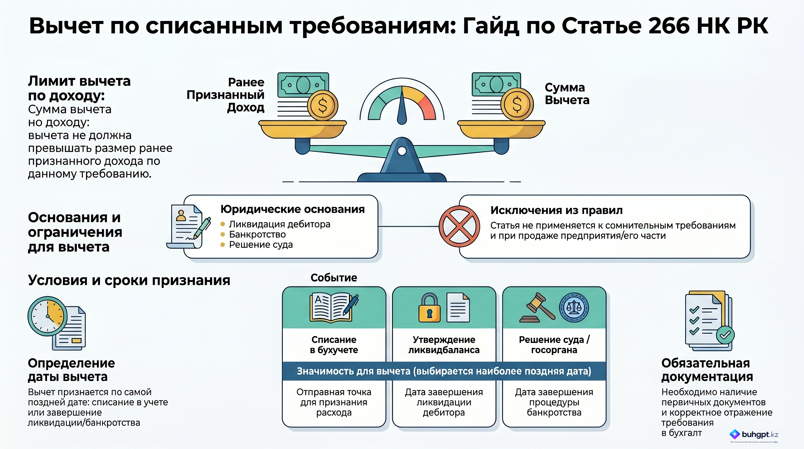 Инфографика — Статья 266 НК РК 2026 — Вычет по списанному требованию